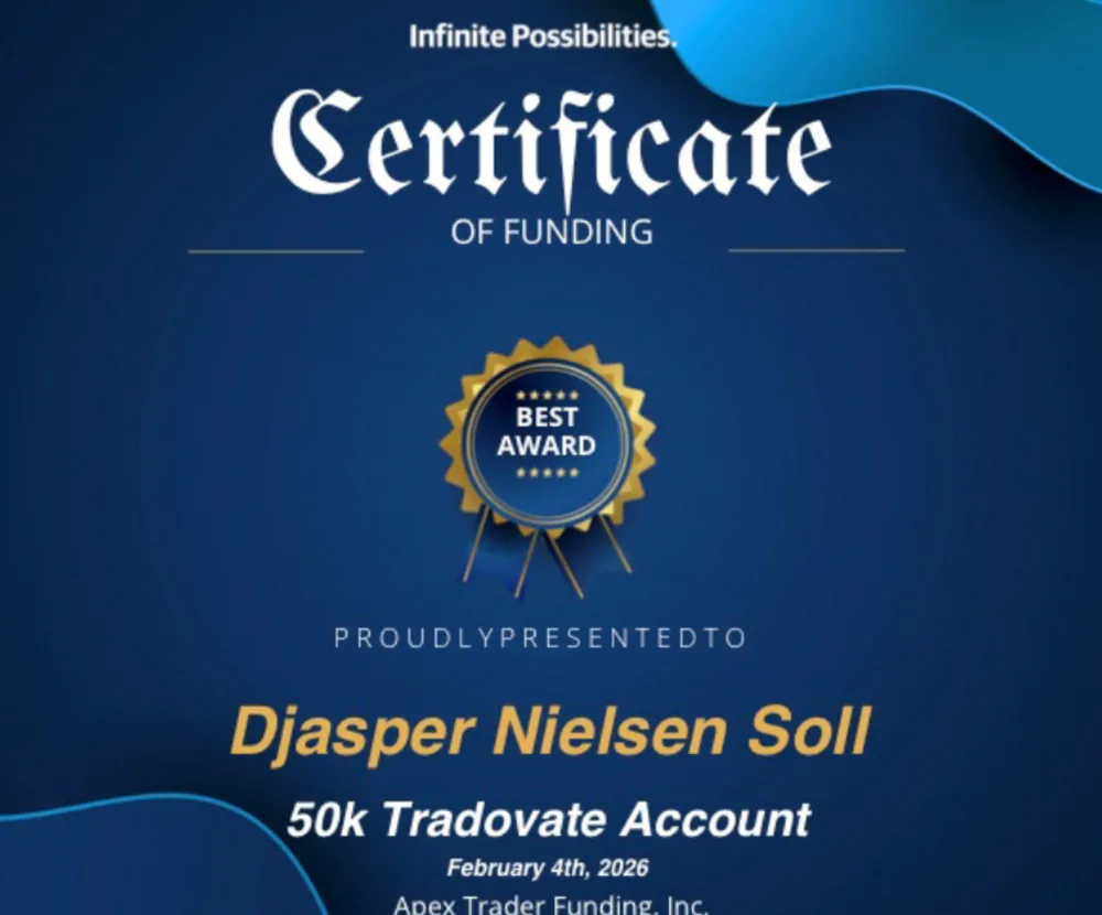 Apex Trader Funding certificate of funding, 50k