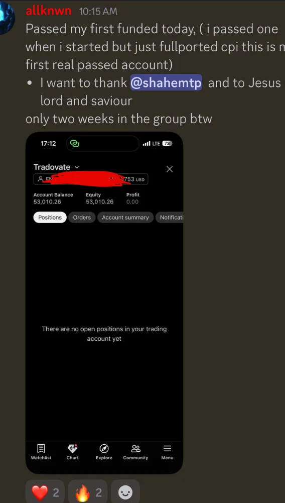 Member message in the Itqan Trading Discord