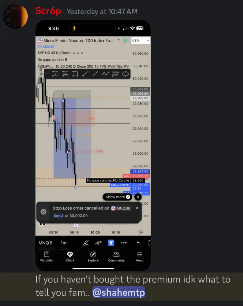 Member message in the Itqan Trading Discord